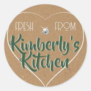 Kraft Paper Teal Green Rhinestone Cupcake Label