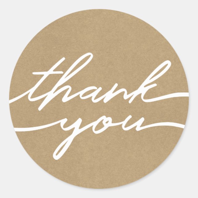 Kraft Paper Texture Look "Thank You" Sticker (Front)