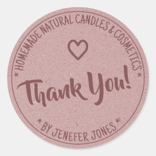 Kraft Paper Vintage Pink Frame Thank You Labels