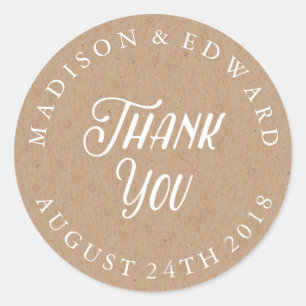 Kraft Paper wedding favour sticker Thank You