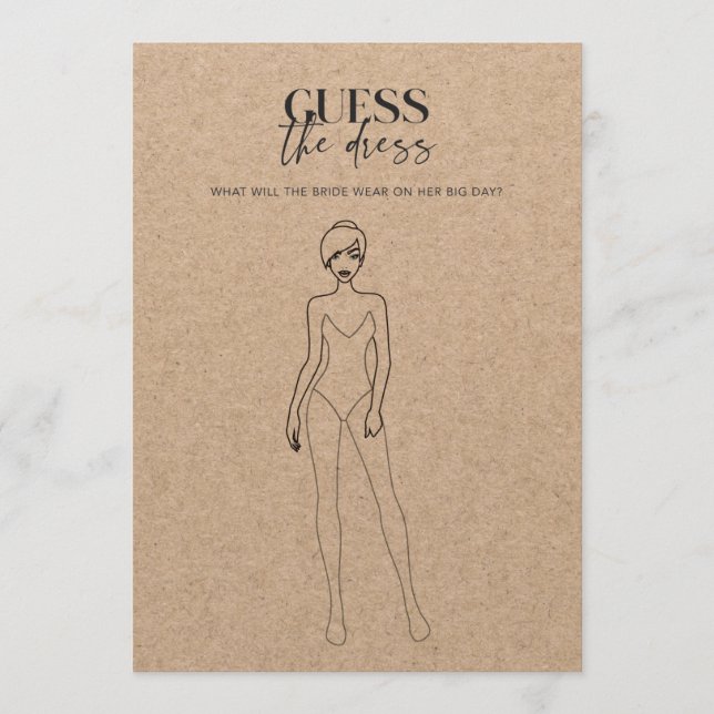 Kraft Paper Wedding Shower Guess the Dress Game (Front)