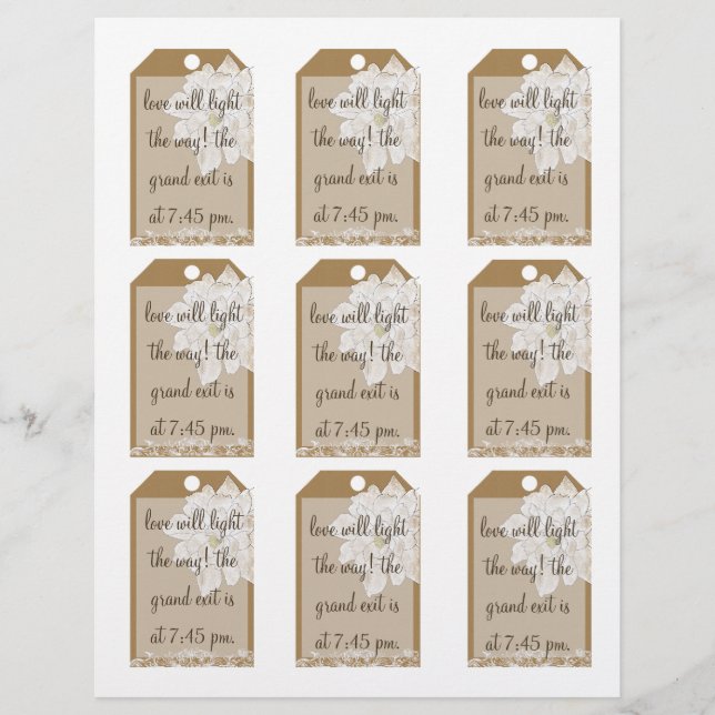 Kraft Paper Wedding : Sparkler Favour Tags (Front)