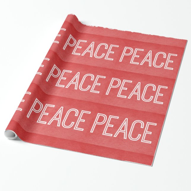 Kraft Peace Wrapping Paper, Red Paper (Unrolled)