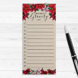 Kraft Poinsettia Watercolor Floral Grocery List Magnetic Notepad<br><div class="desc">Grocery shopping list magnetic notepad with a red and green watercolor poinsettia border on a kraft paper background.  Add your own custom name to the notepad for a personal touch.  A cute and feminine gift for ladies that love custom Christmas stocking stuffers.</div>