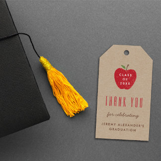 Kraft Red Apple Graduation Party Favour Gift Tag