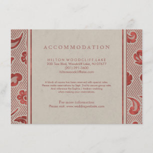 Kraft red Lace country wedding accommodation Enclosure Card