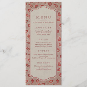 Kraft red Lace rustic country wedding menu