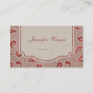 Kraft red Lace rustic country wedding place cards