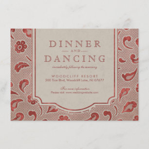 Kraft red Lace rustic country wedding reception Enclosure Card
