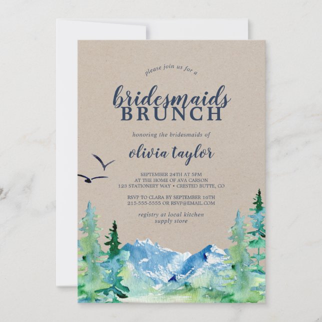 Kraft Rocky Mountain Bridesmaids Brunch Invitation (Front)