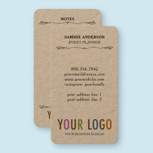 Kraft Rounded Corner Vertical Business Cards