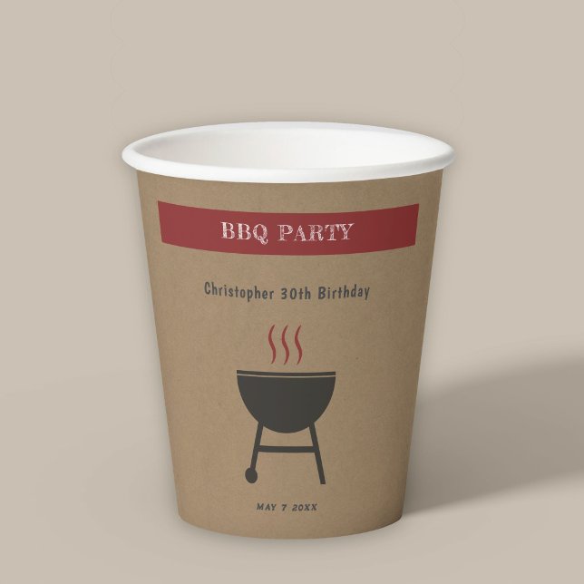 Kraft & Rustic BBQ Party Birthday Paper Cups (Kraft & Rustic BBQ Party Birthday Paper Cups)