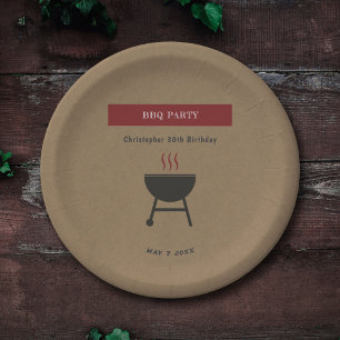 Kraft & Rustic BBQ Party Birthday Paper Plate