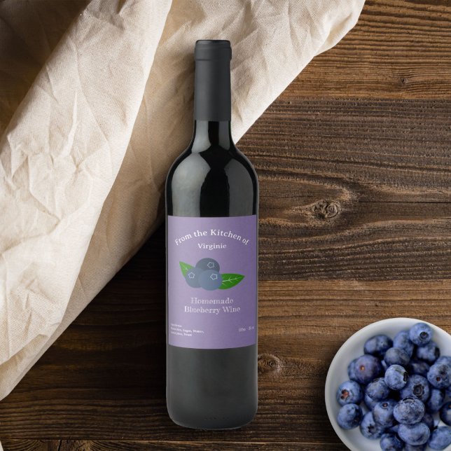 Kraft & Rustic Blueberry Wine Bottle Label Sticker (Kraft & Rustic Blueberry Wine Bottle Label Sticker)