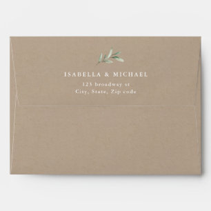 Kraft rustic greenery liner wedding envelope