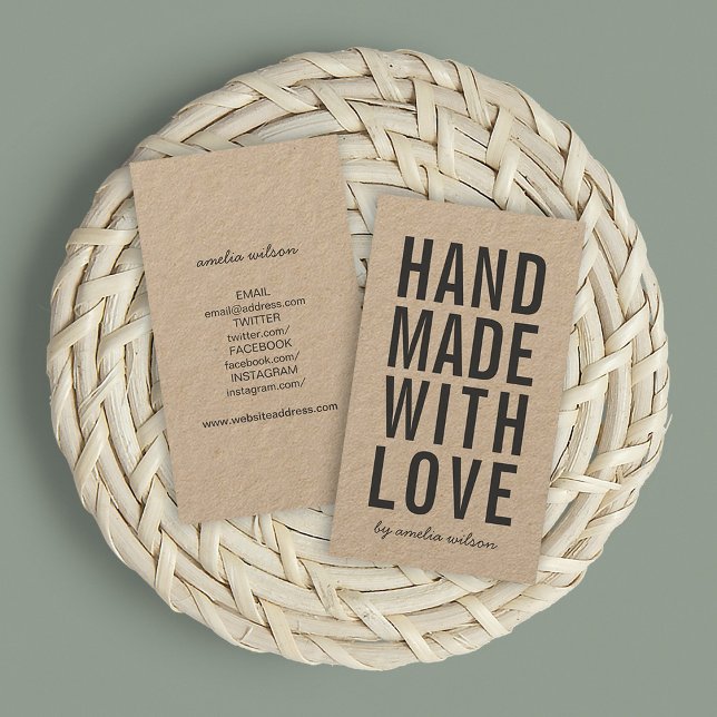 Kraft Rustic Handmade With Love Social Media Business Card (Creator Uploaded)