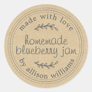 Kraft Rustic Homemade Jam Classic Round Sticker