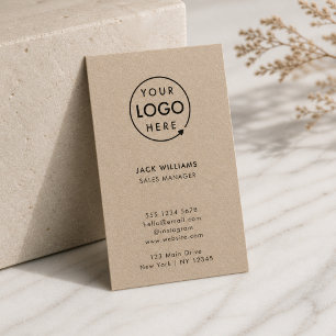 Kraft Rustic Logo Vertical Informal Company Business Card