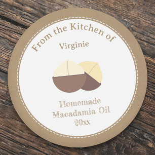 Kraft Rustic Macadamia Oil Label Sticker