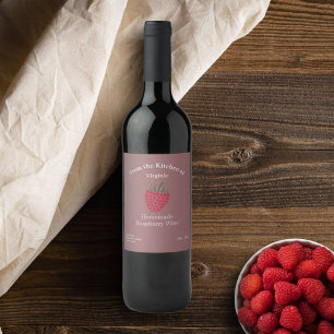 Kraft & Rustic Raspberry Wine Bottle Label Sticker