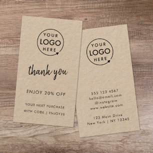 Kraft Rustic Thank You Business Logo Modern Discount Card