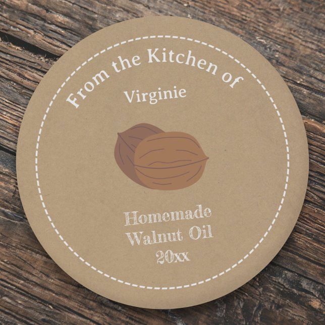 Kraft & Rustic Walnut Oil Label Sticker (Kraft & Rustic Walnut Oil Label Sticker)