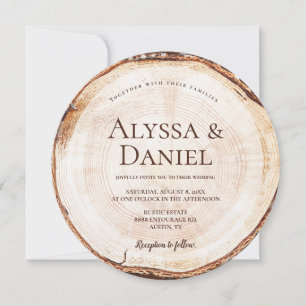 Kraft Rustic Wedding Wood Cut Grain Custom Invitation