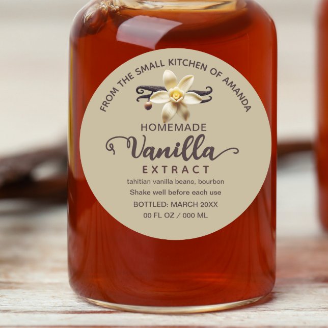 Kraft Script Custom Homemade Vanilla Extract Label (Creator Uploaded)