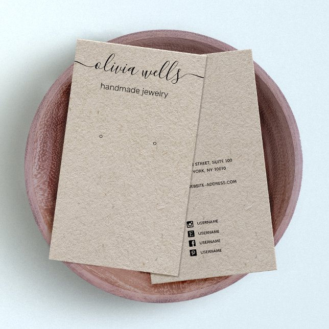 Kraft Signature Script Earring Display Business Ca Business Card (Creator Uploaded)