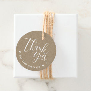 Kraft Simple Modern Script Business Thank You Favour Tags