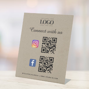 Kraft Social Media Qr Code Logo Facebook Instagram Pedestal Sign