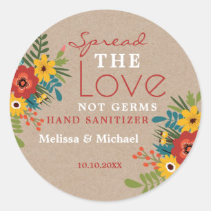 Kraft Spread Love Hand Sanitizer Floral Wedding Classic Round Sticker