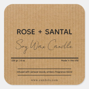 Kraft Square Custom Candle Label,Personalised Sticker