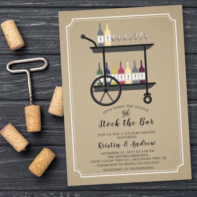 Kraft Stock the Bar Couples Shower Invitation (Creator Uploaded)