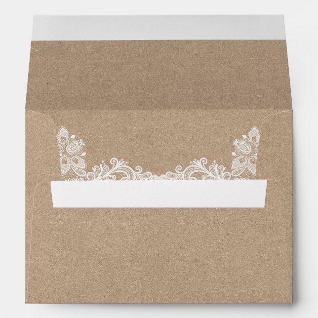 Kraft Style Rustic Wedding Lace Envelope (Back (Bottom))