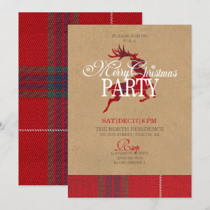 Kraft & Tartan Reindeer Christmas Party ID589 Invitation