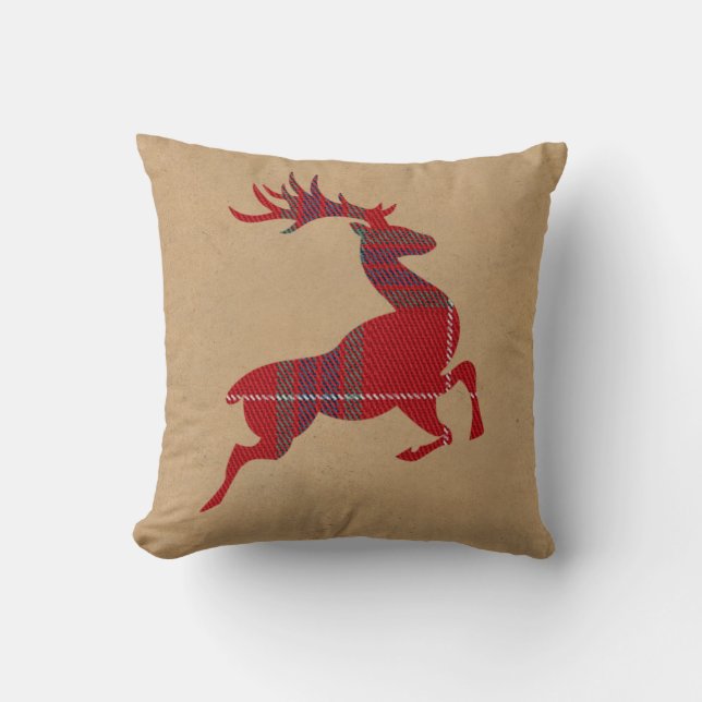 Kraft & Tartan Reindeer Red ID589 Cushion (Front)
