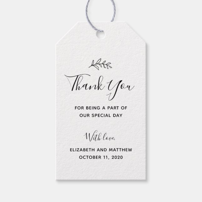 Kraft thank you. Rustic wedding. Simple gift tag (Front)