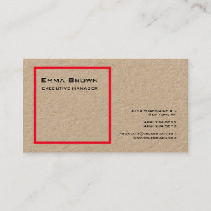 Kraft Trendy Modern Elegant Red Plain Minimalist Business Card