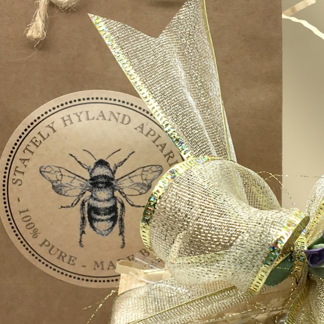 Kraft Vintage Bee Honey Jar Lid Labels (Creator Uploaded)