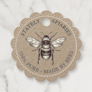 Kraft Vintage Dotted Border Apiary Jar Neck Tag