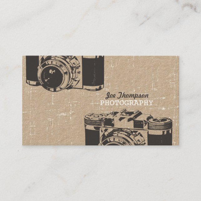 Kraft Vintage Grunge Camera Photography Business Card (Front)