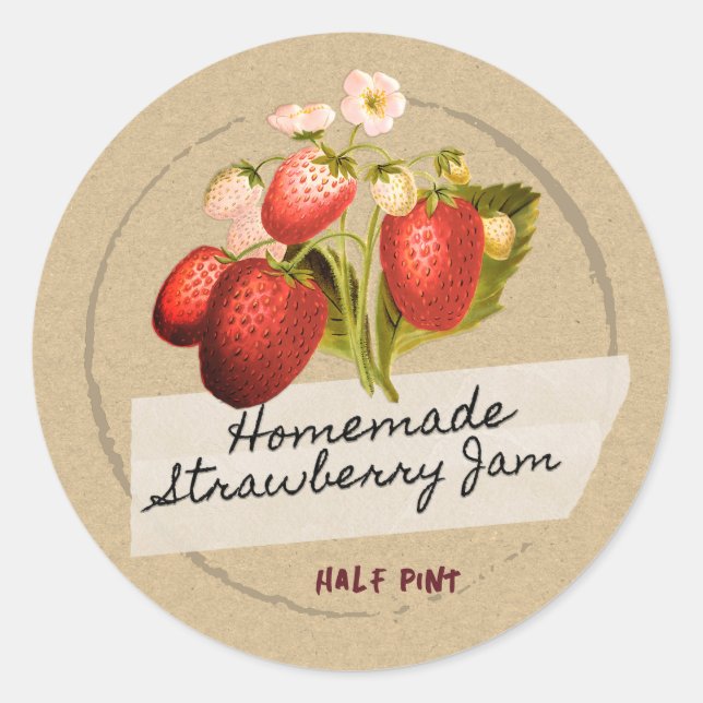 Kraft Vintage Strawberry Jam on Masking Tape Label (Front)