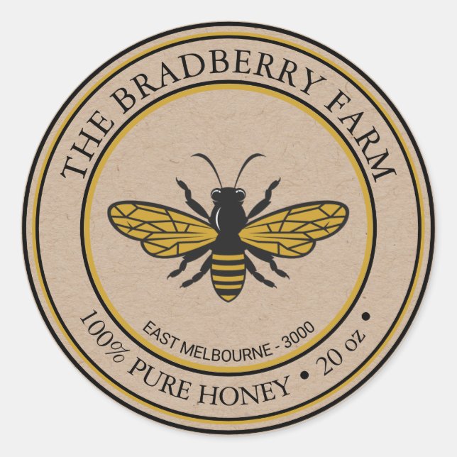 Kraft Vintage Style Bee Honey Label (Front)