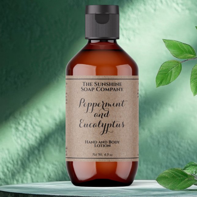 Kraft w curly text cosmetics bottle label  (Creator Uploaded)