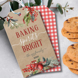 Kraft Watercolor Baking Spirits Bright Holiday Gift Tags