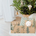 Kraft Watercolor Christmas Green Pine Tree  Wrapping Paper Sheet<br><div class="desc">Kraft Watercolor Christmas Green Pine Tree</div>