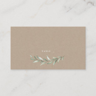 Kraft Watercolor greenery rustic wedding Place Card