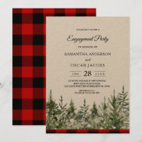 Kraft Watercolor Pine Trees & Red Buffalo Plaid