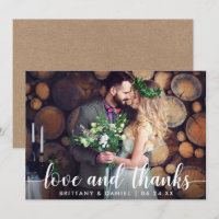 Kraft Wedding Couple Photo Love and Thanks Card
